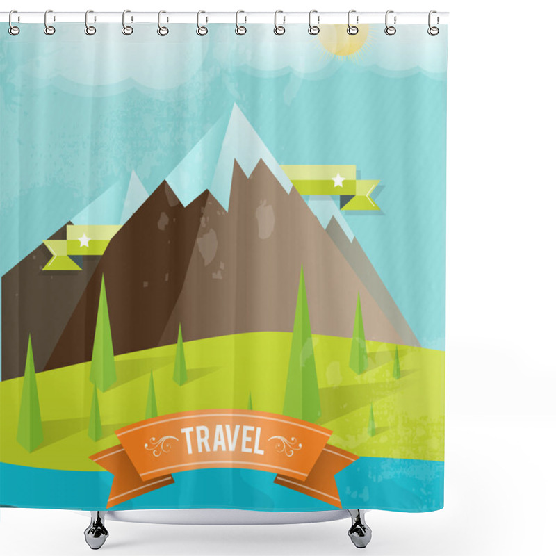 Personality  Travel Card With Mountains Shower Curtains