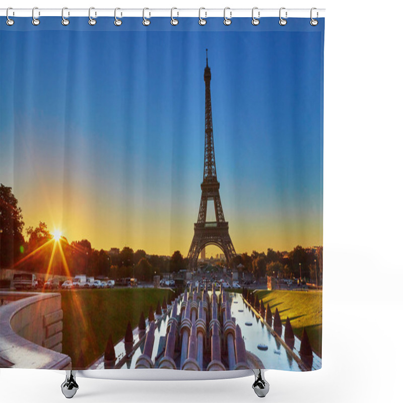 Personality  Scenic View Of The Eiffel Tower During Sunrise Shower Curtains