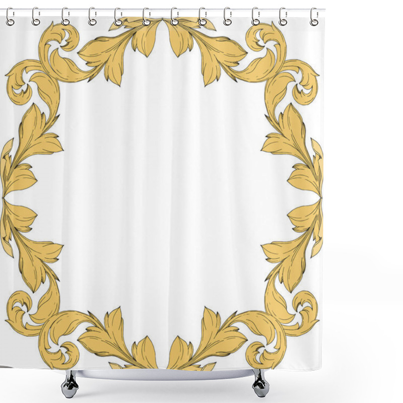 Personality  Vector Golden Monogram Floral Ornament. Black And White Engraved Ink Art. Frame Border Ornament Squar. Shower Curtains