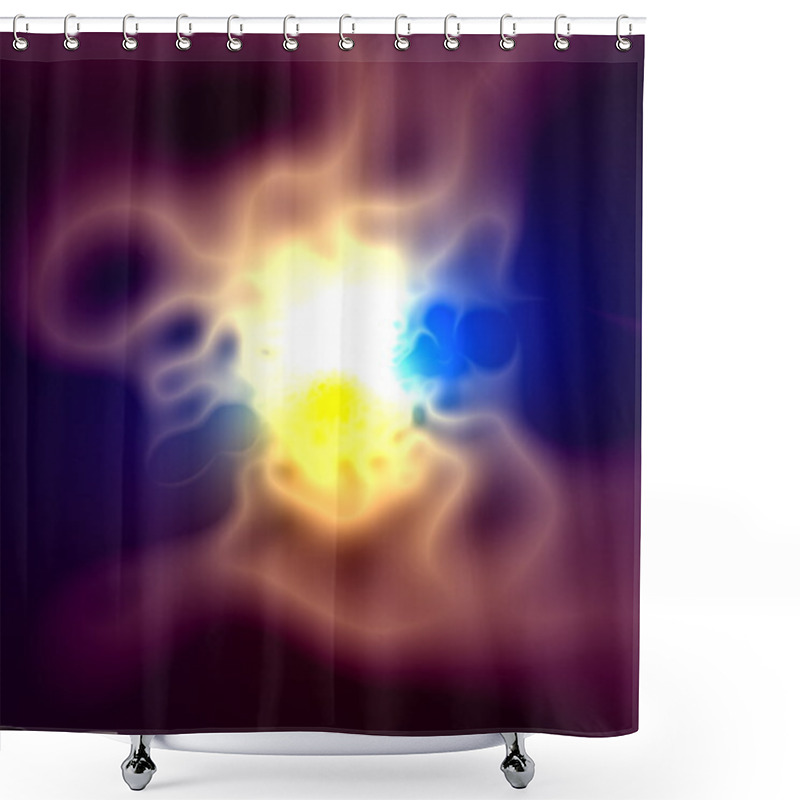 Personality  Dramatic Bright Light - Electric Lighting Effect - Abstract Blue Illustration Graphic Design - Fantasy Background Art - Power And Energy - Smoke On Blue - Artistic Surrealist Artwork - Futuristic Shower Curtains