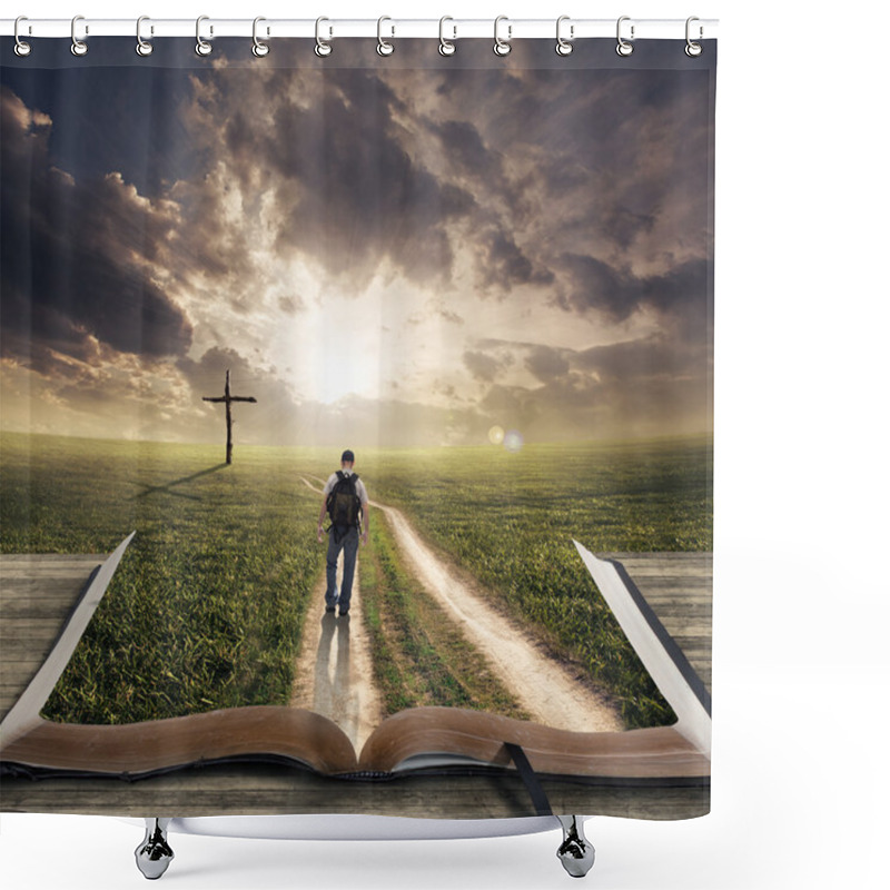 Personality  Man Walking On Bible Shower Curtains