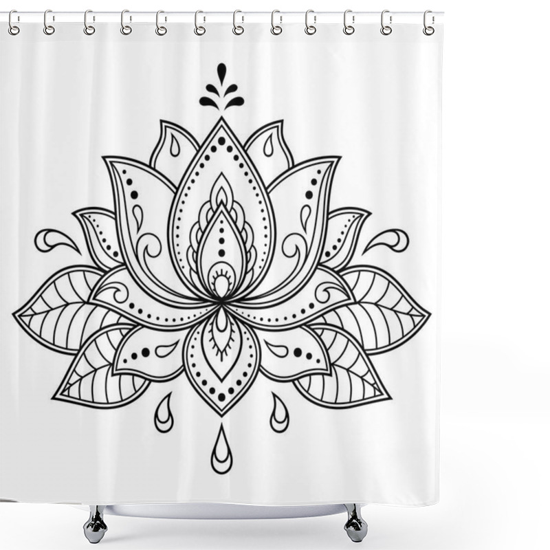 Personality  Mehndi Lotus Flower Pattern For Henna Drawing And Tattoo. Decoration In Ethnic Oriental, Indian Style. Shower Curtains