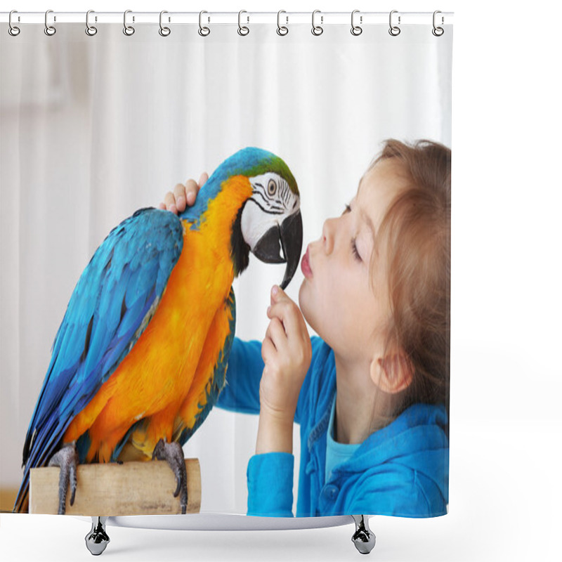 Personality  Child With Ara Parrot Shower Curtains