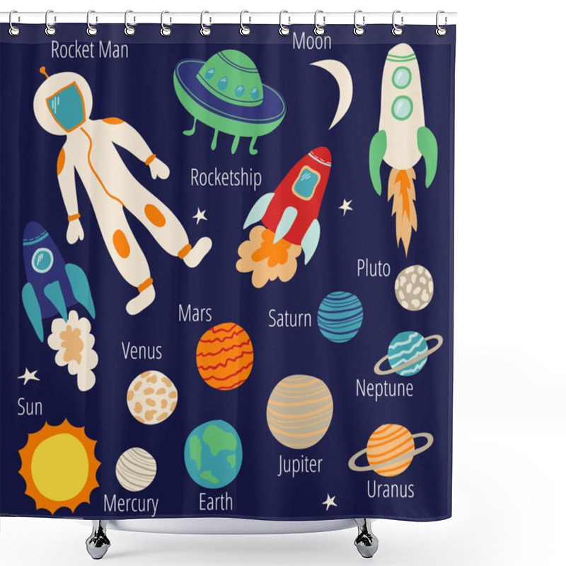 Personality  Set Of Space Design Elements Shower Curtains