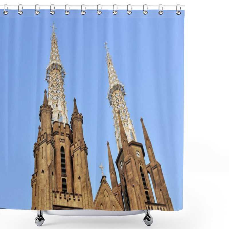 Personality  Neo-gothic Roman Catholic Cathedral, Jakarta, Indonesia Shower Curtains