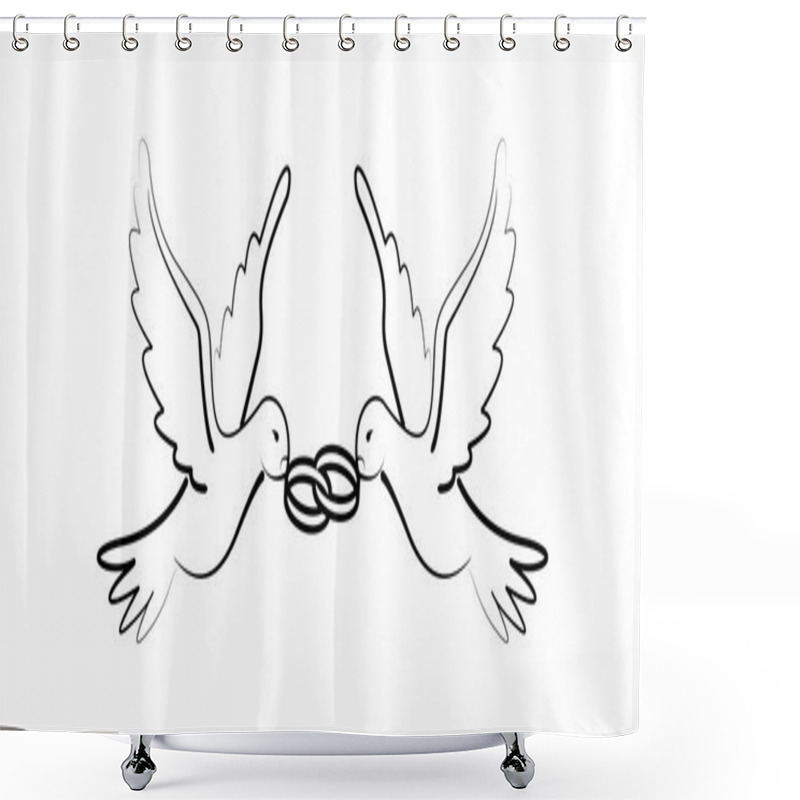 Personality      White Dove Birds Decorative Ornament Marriage Card Minimal Drawing  Shower Curtains