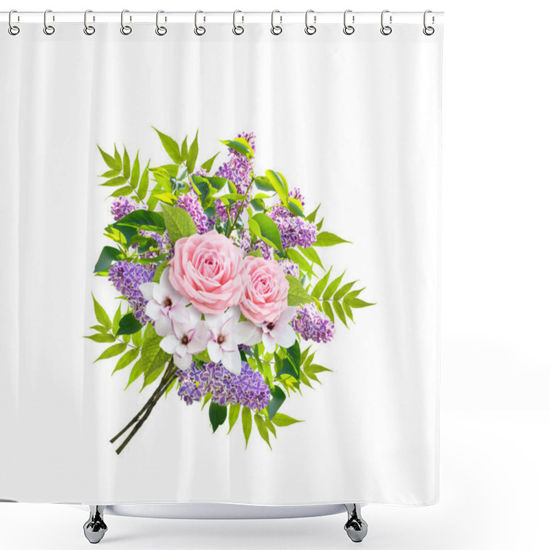 Personality  Bouquet Consists Of Lilacs Flowers, Roses And Magnolia Shower Curtains