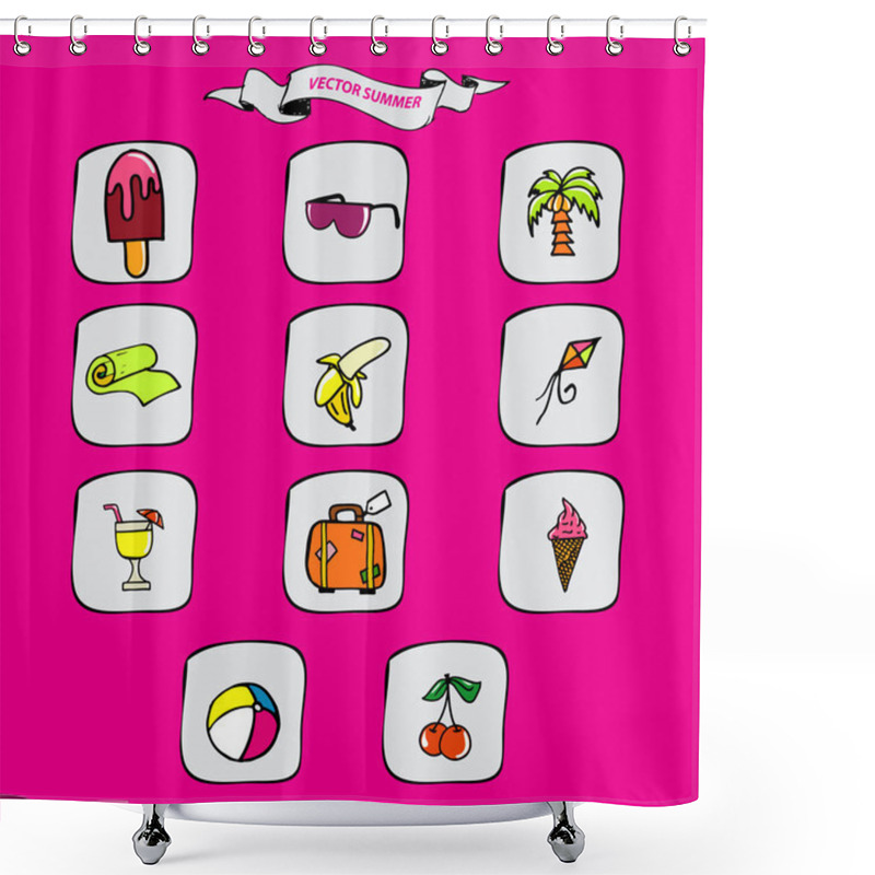 Personality  Travel Icons Set Vector Illustration   Shower Curtains