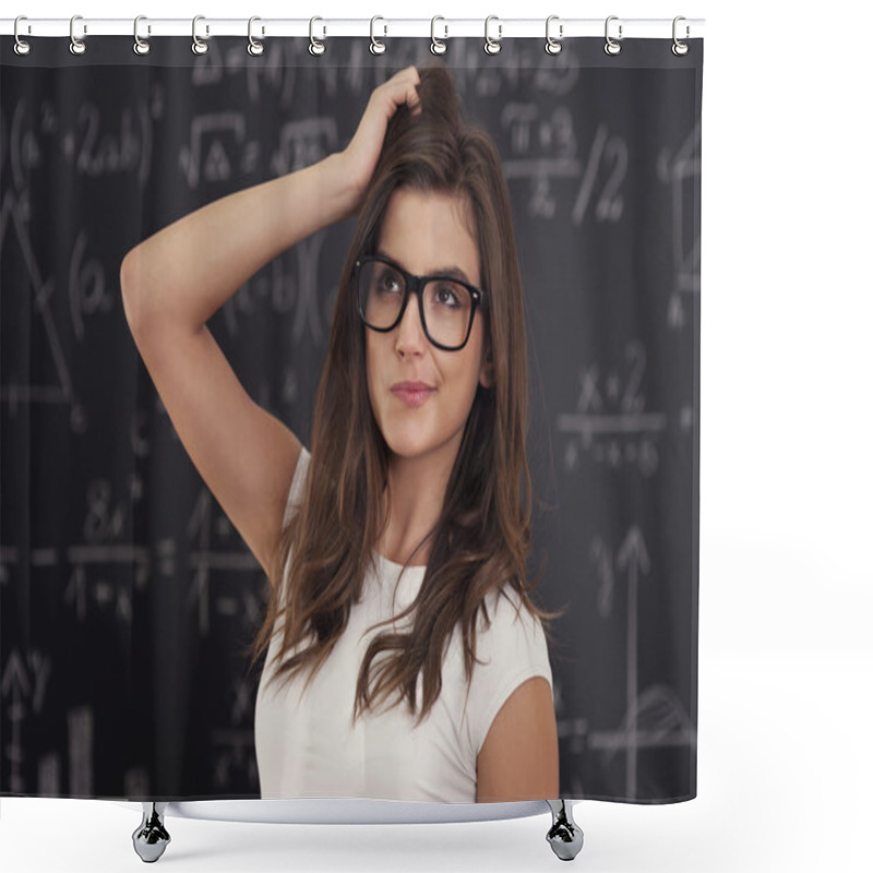 Personality  Female Student Thinking About Mathematics Problem Shower Curtains