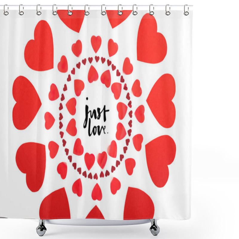 Personality  Elevated View Of Circles Made Of Red Heart Symbols Isolated On White, St Valentine Day Concept With 