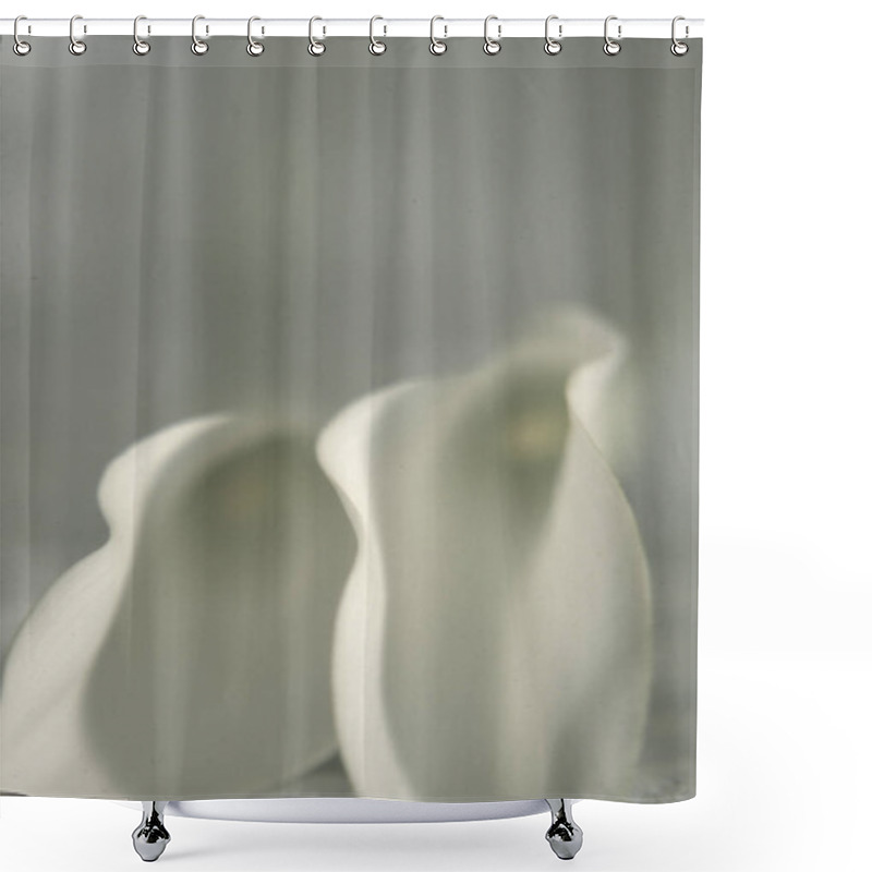 Personality  Two White Callas Buds Closeup Shower Curtains