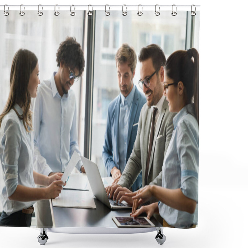 Personality  Portrait Of Successful Business Team Working Together In Office Shower Curtains