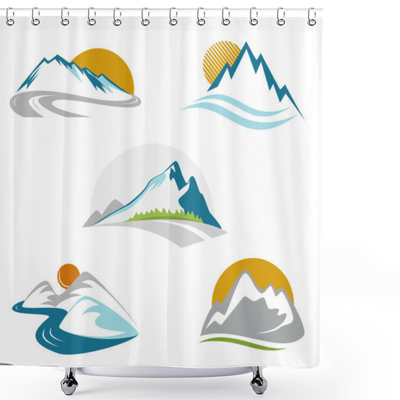 Personality  Blue Mountains Emblem Set Shower Curtains