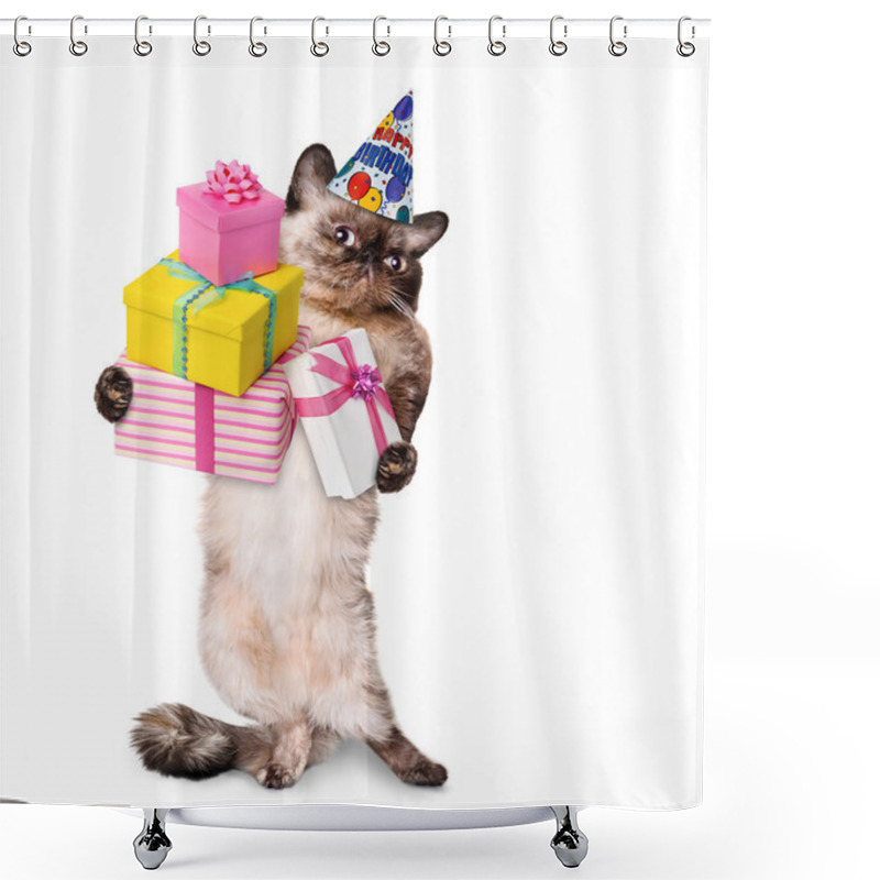 Personality  Birthday Cat . Shower Curtains