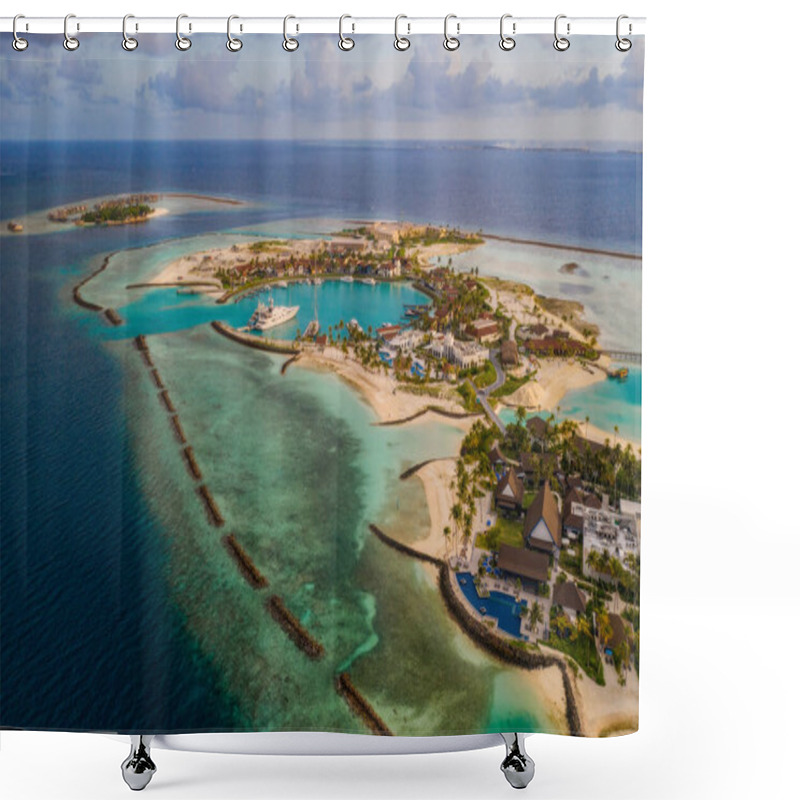 Personality  Marina At The Crossroads Maldives Islands. South Male Atoll. Aerial Drone Picture. June 2021 Shower Curtains