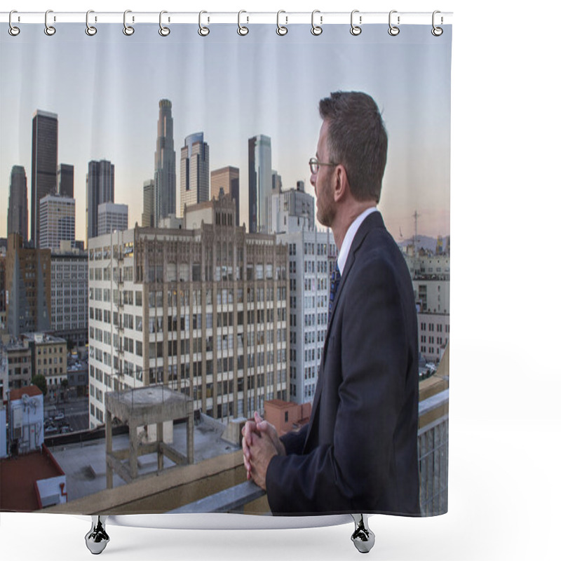 Personality  Businessman Looking At Office Zone Shower Curtains