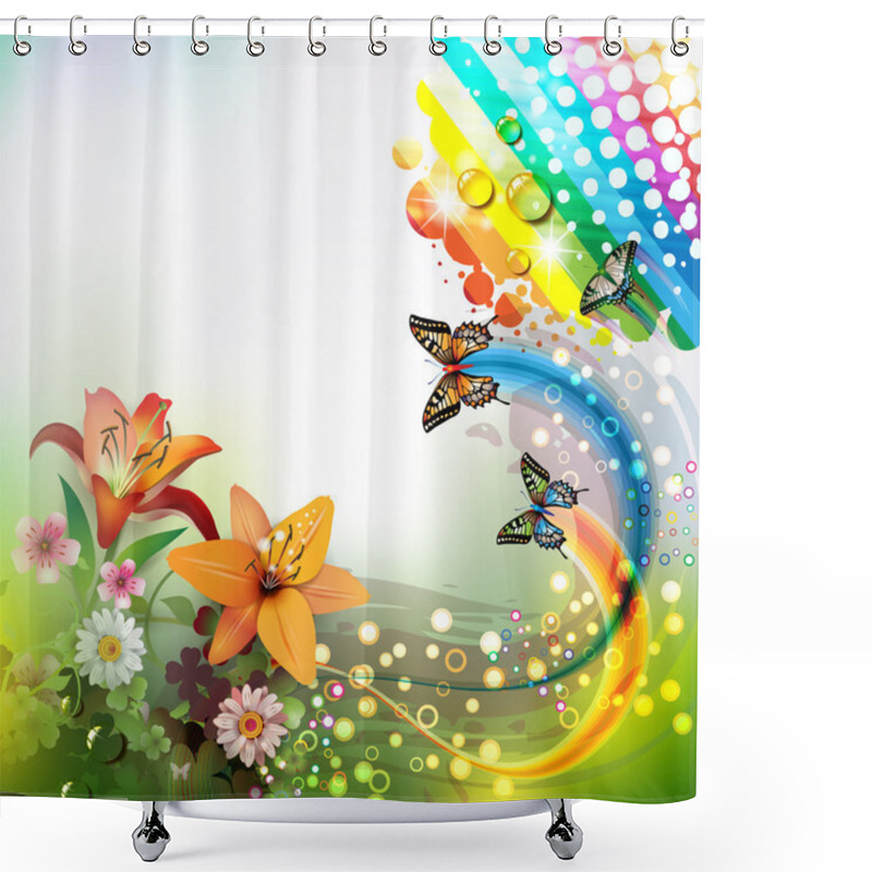 Personality  Background With Lilies Shower Curtains