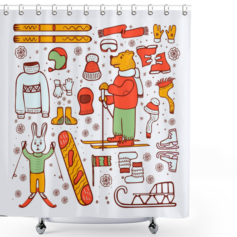 Personality  Winter Doodle Style1 Shower Curtains