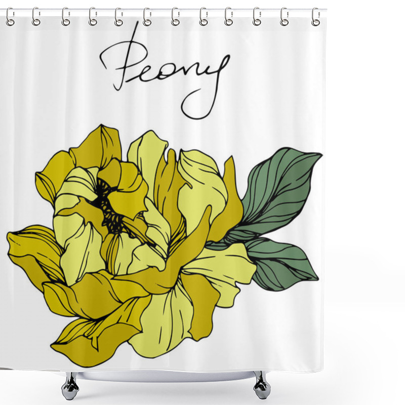 Personality  Vector Yellow Peony. Floral Botanical Flower. Engraved Ink Art. Isolated Peony Illustration Element. Shower Curtains