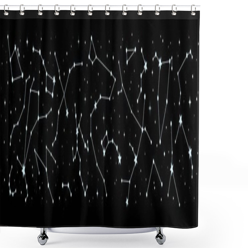 Personality  Stars Constellation Border Or Night Sky Map, Mystic Astrology, Astronomy And Esoteric Vector Background. Stars Constellation In Space Galaxy, Zodiac Signs In Sky For Tarot Or Astrological Horoscope Shower Curtains