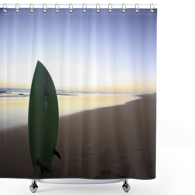 Personality  Surfboard In The Beach Shower Curtains