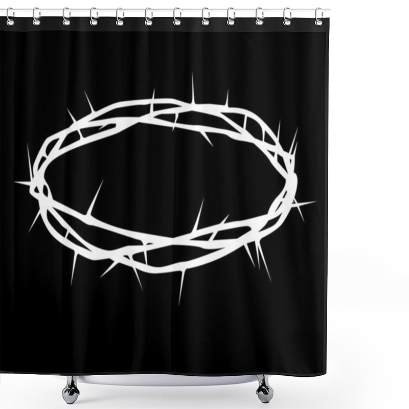 Personality  White Silhouette Of A Crown Of Thorns Shower Curtains