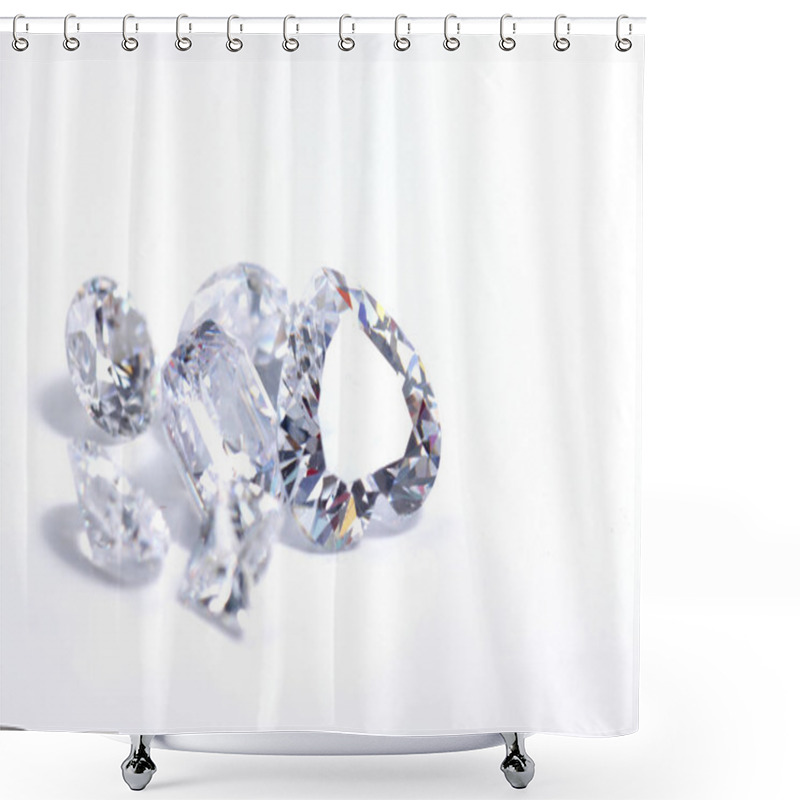 Personality  Macro Shoot Of Heart Shaped Sparkling Diamond Isolated Background Shower Curtains