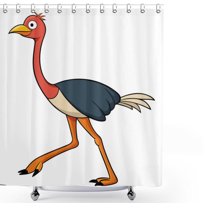 Personality  Ostrich Cartoon Illustration. Vector Ostrich Isolated On White Background Flat Design Element Shower Curtains