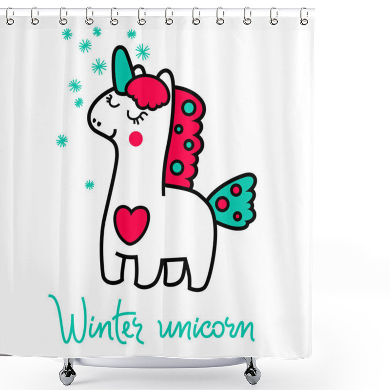 Personality  Magic Unicorn In The Winter, For Your Design Shower Curtains