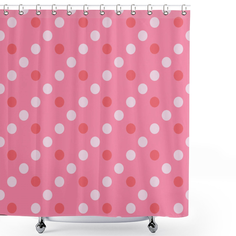 Personality  Vector Seamless Pattern Pastel Rainbow With Purple, Pink Polka Dots And Pink Background Shower Curtains