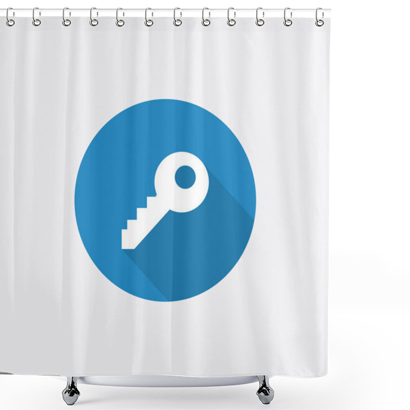 Personality  Key Flat Blue Simple Icon With Long Shado Shower Curtains