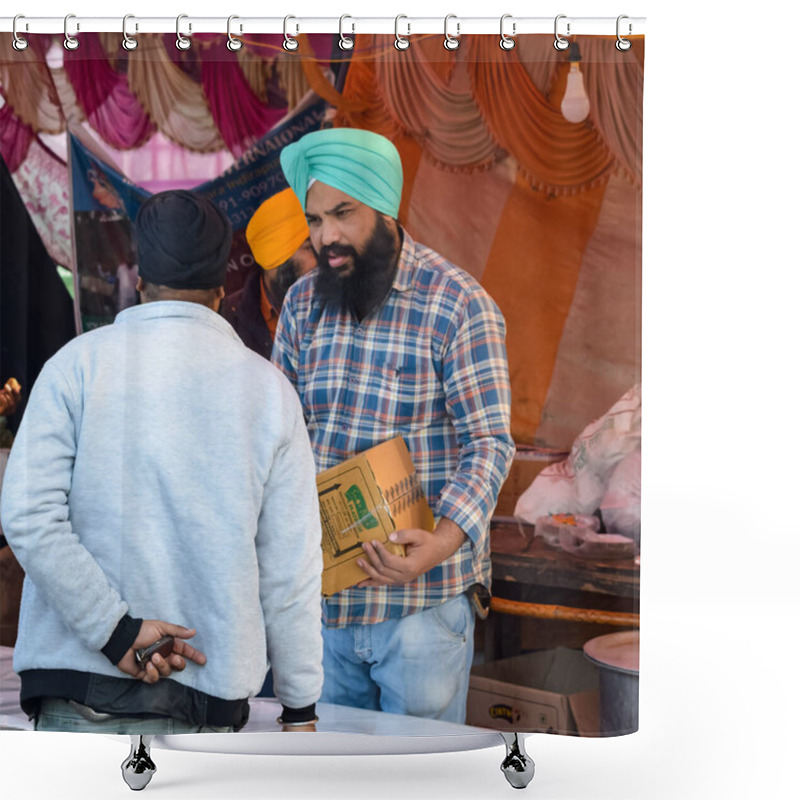 Personality  New Delhi, India  December 25 2020 - Indian Sikh And Hindu Farmers From Punjab, Uttar Pradesh And Uttarakhand States Protests At Delhi-UP Border. Farmers Are Protesting Against The New Farmer Laws Shower Curtains