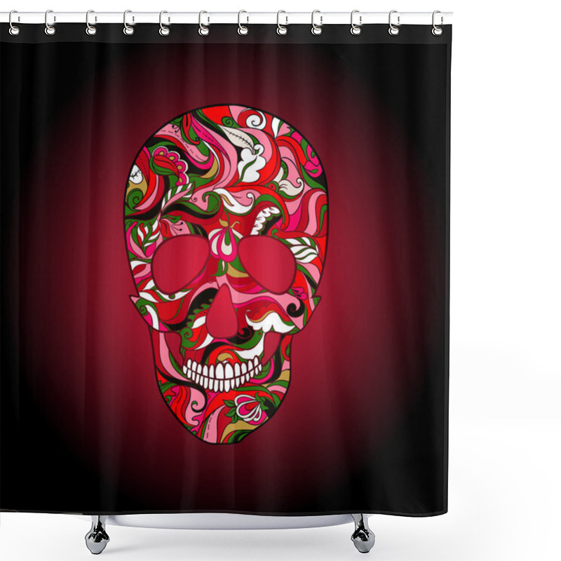 Personality  Vector Sugar Skull With Ornament Shower Curtains