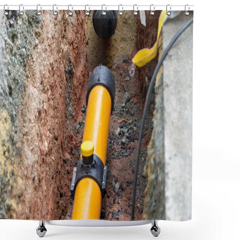 Personality  Refurbishment Of A Gas Pipeline Construction Site Shower Curtains