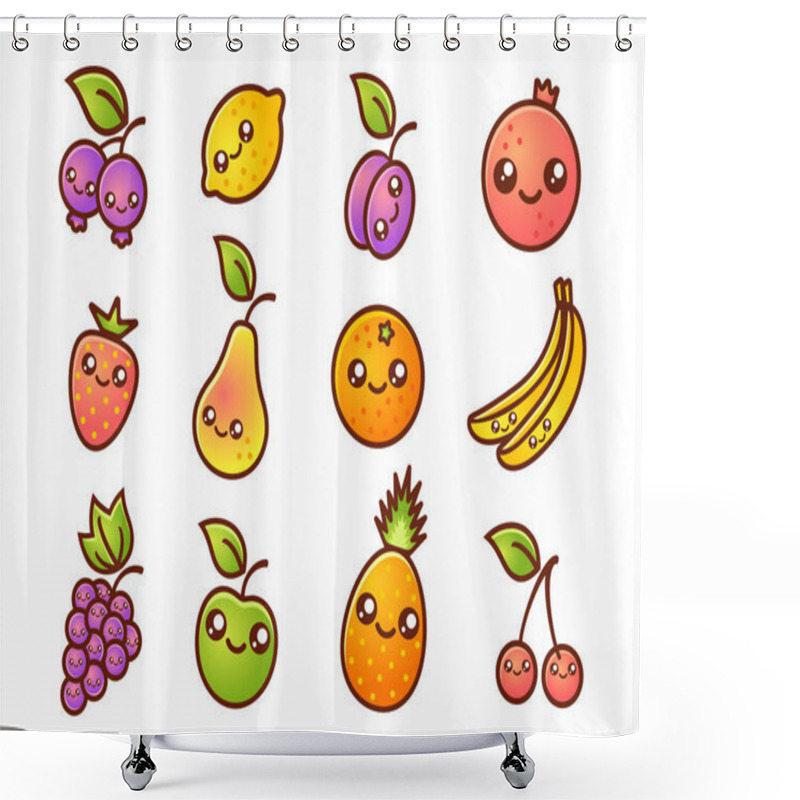 Personality  Fruit And Berries In Manga Style. Shower Curtains