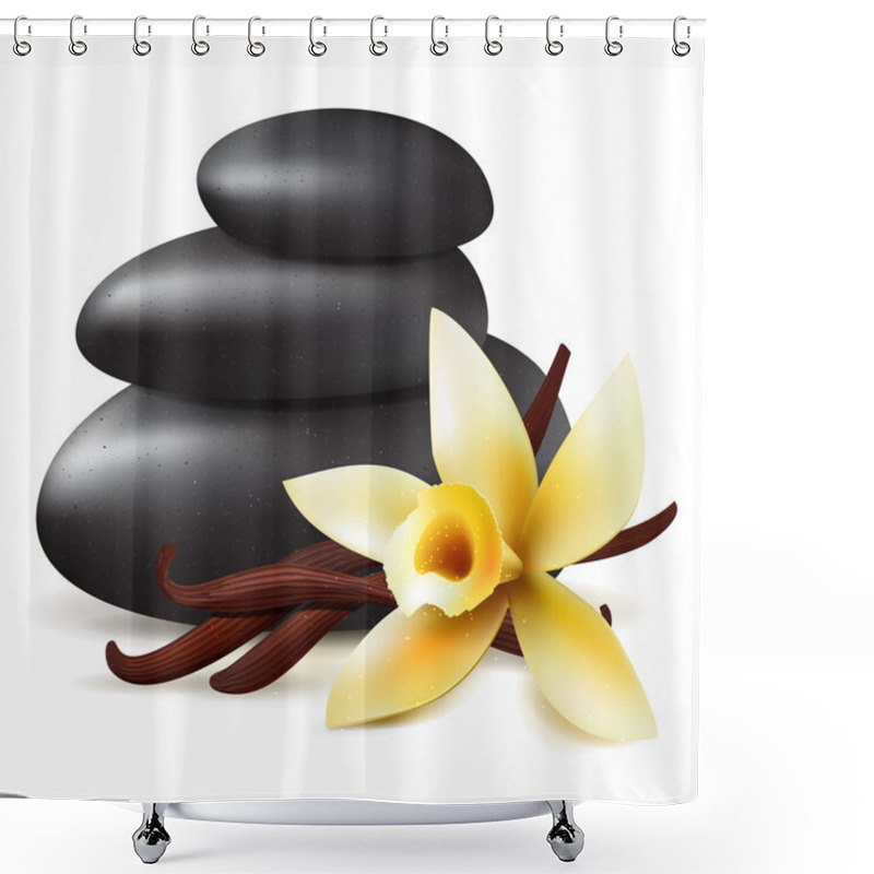 Personality  Spa Aromatherapy Black Stones And Flower Shower Curtains