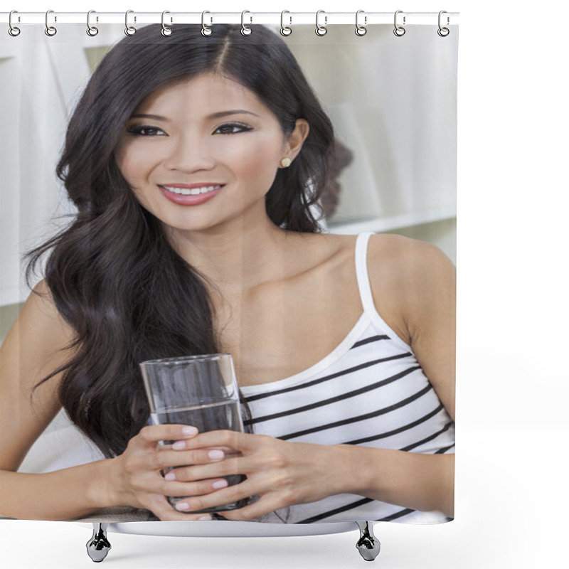 Personality  Chinese Asian Woman Drinking Glass Of Water Shower Curtains