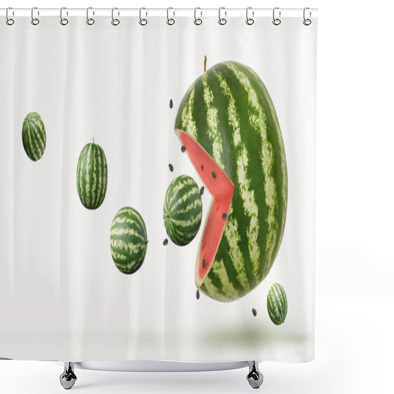 Personality  Funny Pacman Watermelon Shower Curtains