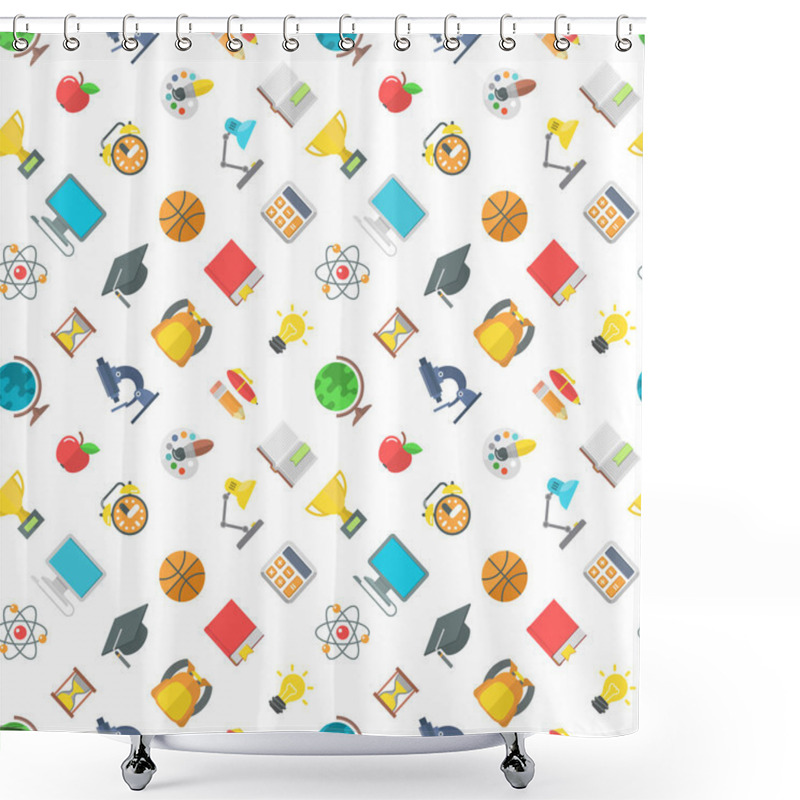 Personality  Modern Flat School Icons Seamless Pattern Shower Curtains