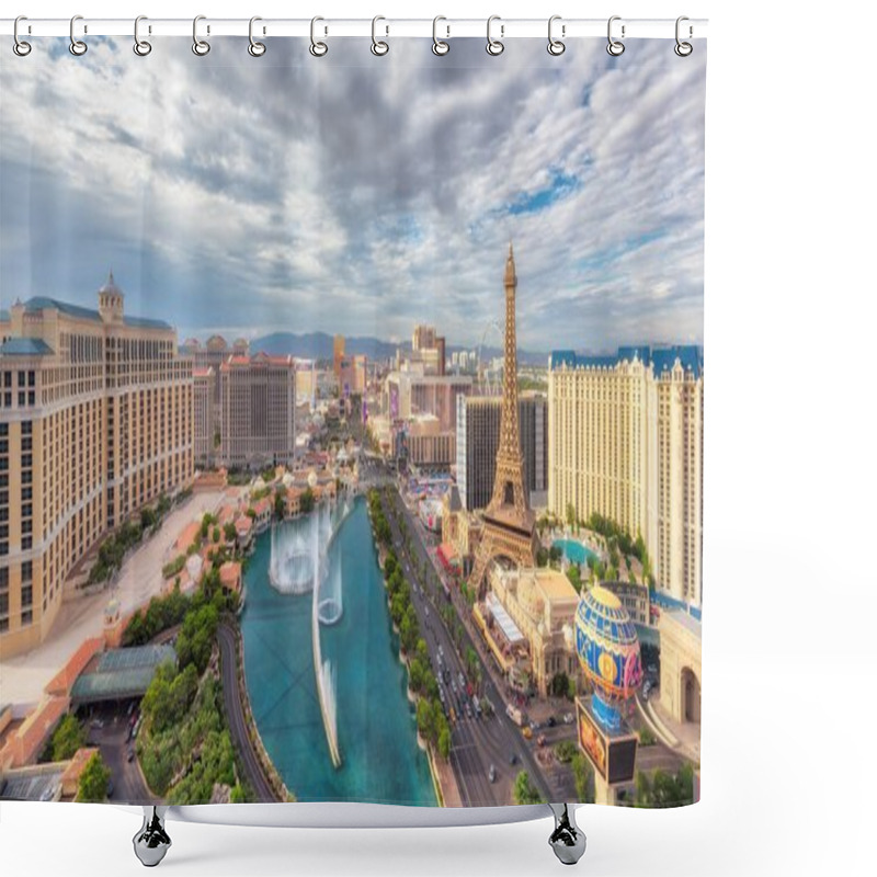 Personality  Aerial View Of Las Vegas Strip At Cloudy Day  Shower Curtains