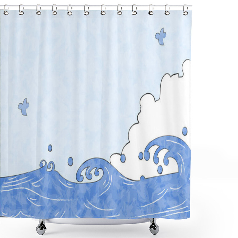 Personality  Summer Background Material, Sea, Approaching Clouds, Blue Sky And Seagulls Shower Curtains