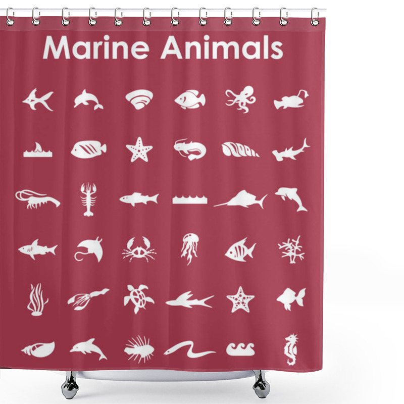 Personality  Set Of Marine Animals Simple Icons Shower Curtains