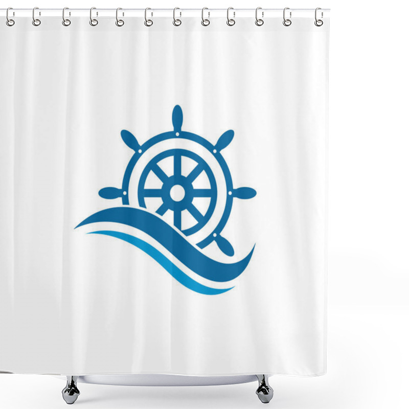 Personality  Ship Steering Vector Icon Illustration Template Shower Curtains