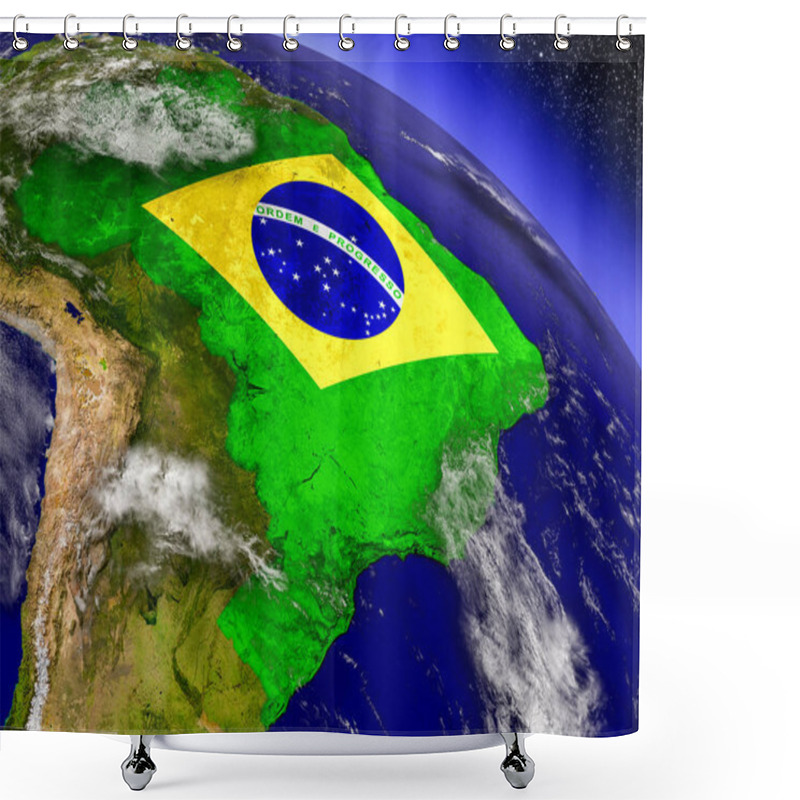 Personality  Brazil With Embedded Flag On Earth Shower Curtains