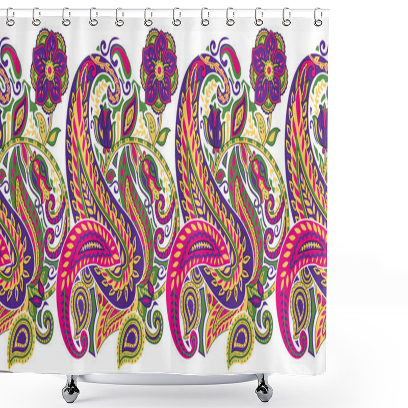 Personality  Seamless Vector Paisley Border Shower Curtains