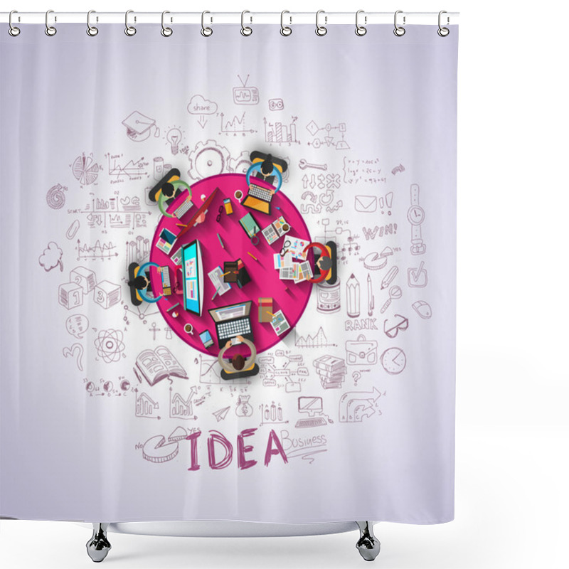 Personality  Flat Style Design Concepts For Business Shower Curtains