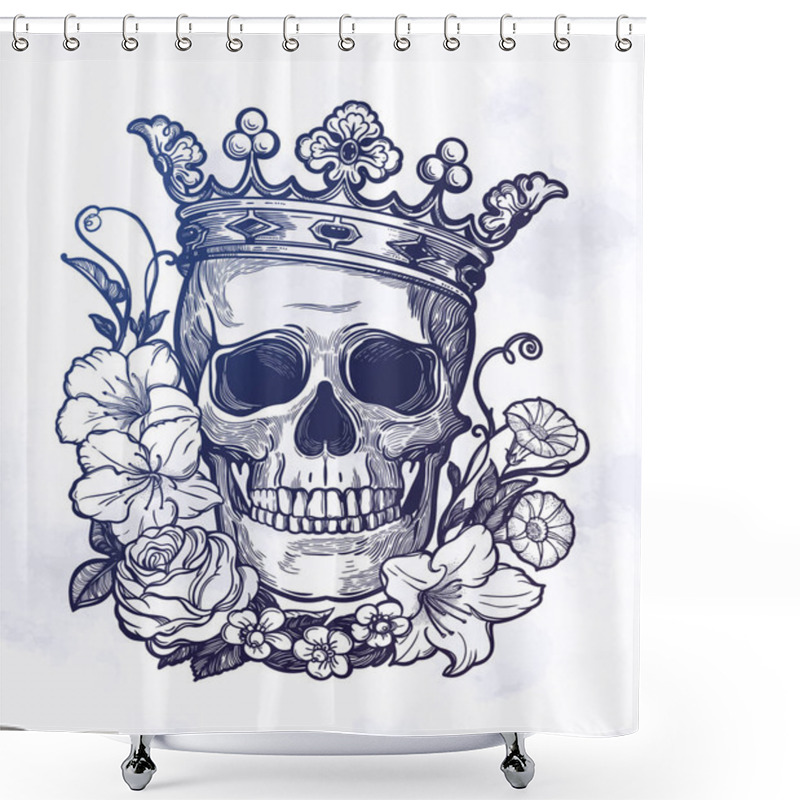 Personality  Beautiful Romantic Skull With Crown. Shower Curtains