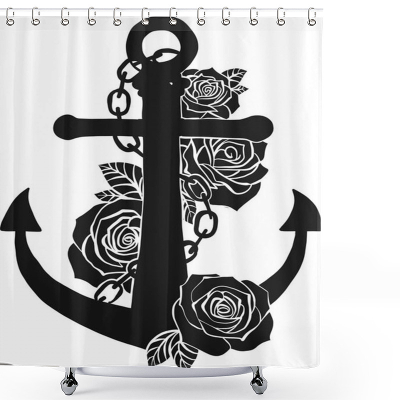 Personality  Laser Cut Wood Nautical Element. Nautical Wood Designs. Silhouette. Anchor Nautical Decorations Isolated On White Background. Shower Curtains