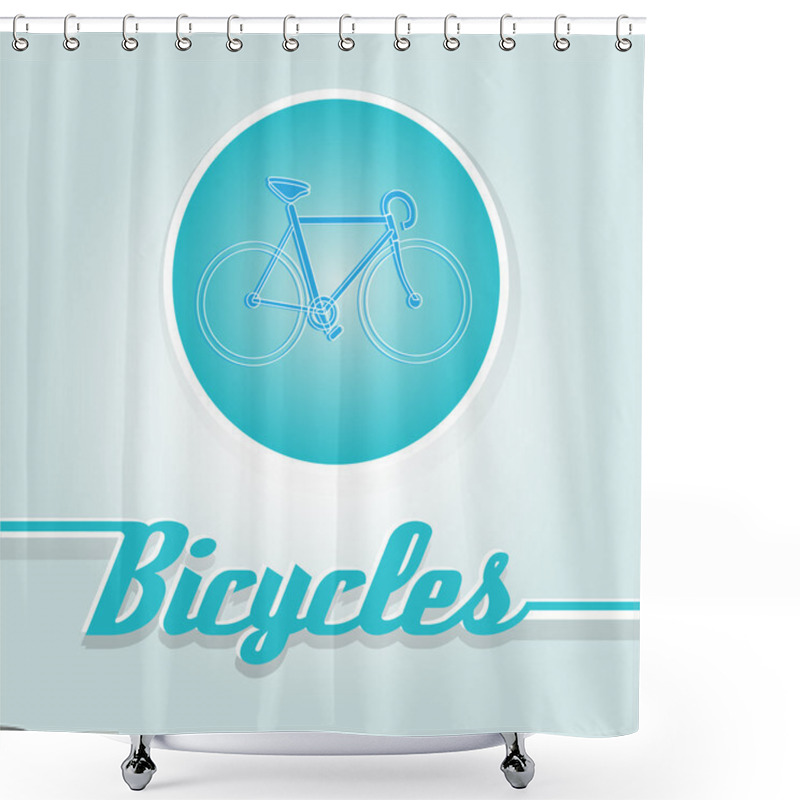 Personality  Vector Illustration Of A Blue Bicycle. Shower Curtains