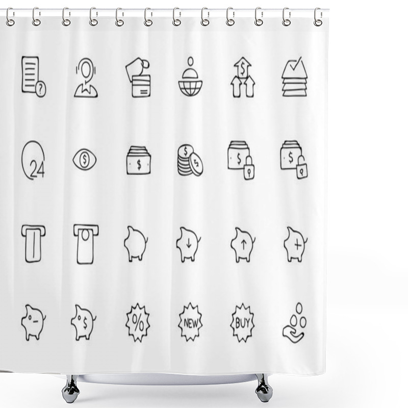 Personality  Finance Hand Drawn Doodle Icons 10 Shower Curtains